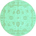 Round Oriental Turquoise Traditional Rug, abs3861turq