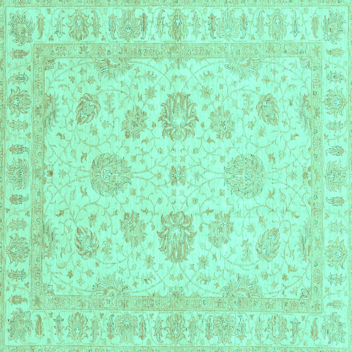 Square Machine Washable Oriental Turquoise Traditional Area Rugs, wshabs3861turq