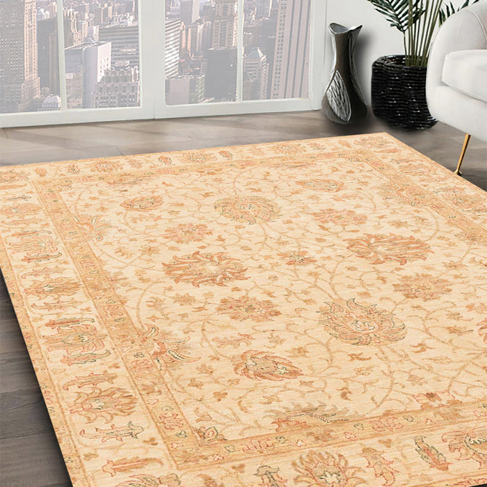 Machine Washable Abstract Brown Gold Rug in a Family Room, wshabs3861