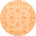 Round Machine Washable Oriental Orange Traditional Area Rugs, wshabs3861org