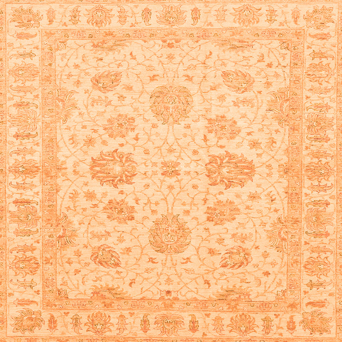 Square Machine Washable Oriental Orange Traditional Area Rugs, wshabs3861org