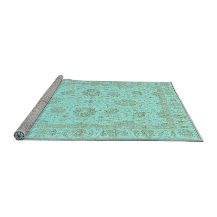 Sideview of Machine Washable Oriental Light Blue Traditional Rug, wshabs3861lblu