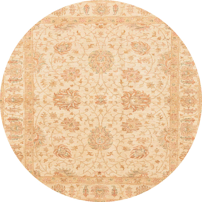 Round Machine Washable Abstract Brown Gold Rug, wshabs3861
