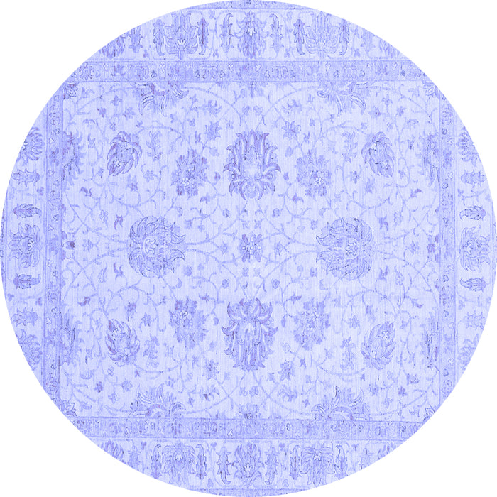 Round Machine Washable Oriental Blue Traditional Rug, wshabs3861blu