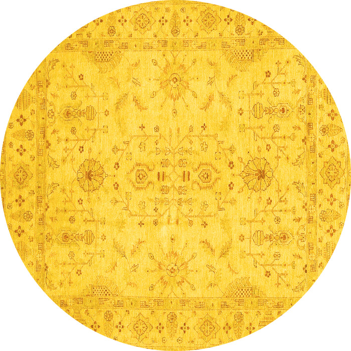 Round Oriental Yellow Traditional Rug, abs3862yw