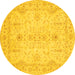 Round Oriental Yellow Traditional Rug, abs3862yw