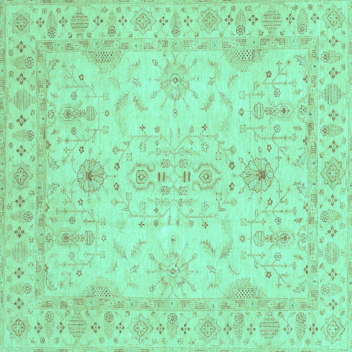 Square Oriental Turquoise Traditional Rug, abs3862turq