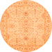 Round Machine Washable Oriental Orange Traditional Area Rugs, wshabs3862org