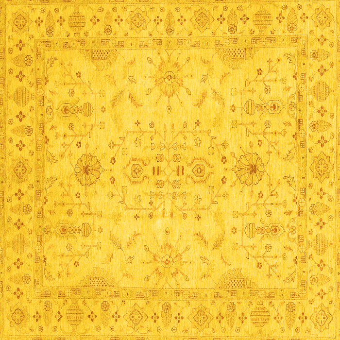 Square Machine Washable Oriental Yellow Traditional Rug, wshabs3862yw