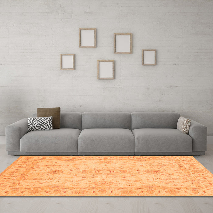 Machine Washable Oriental Orange Traditional Area Rugs in a Living Room, wshabs3862org