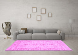 Machine Washable Oriental Purple Traditional Area Rugs in a Living Room, wshabs3862pur
