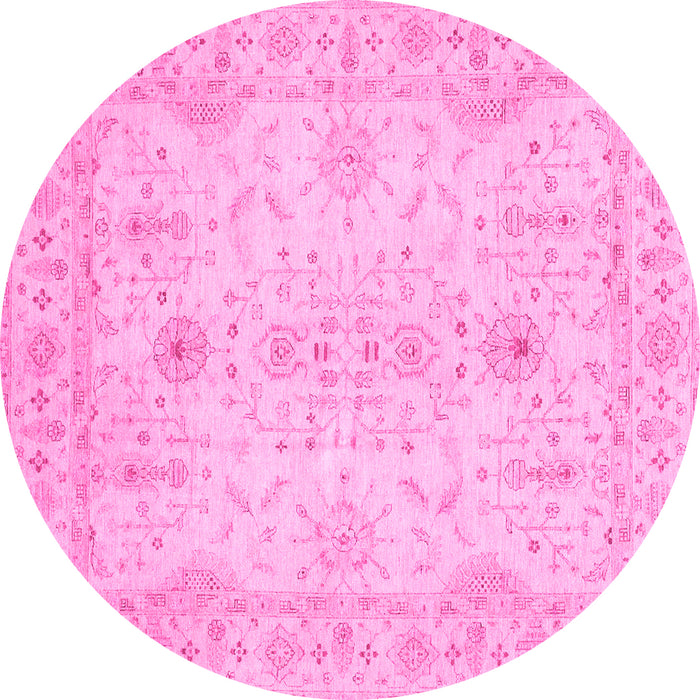 Round Oriental Pink Traditional Rug, abs3862pnk