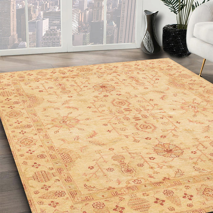 Abstract Orange Oriental Rug in Family Room, abs3862