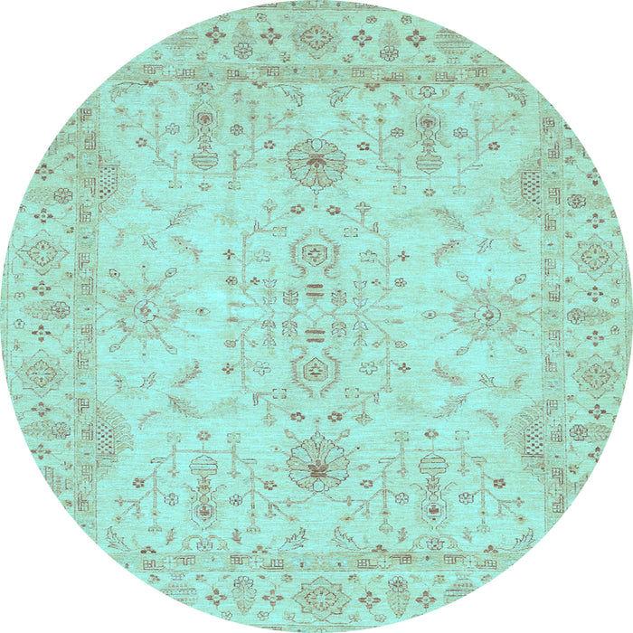 Round Oriental Light Blue Traditional Rug, abs3862lblu