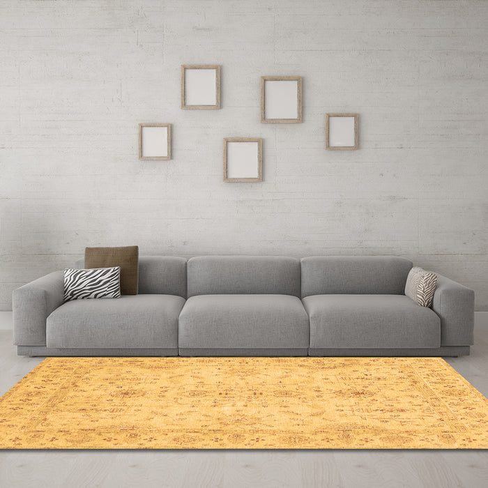 Machine Washable Oriental Brown Traditional Rug in a Living Room,, wshabs3862brn