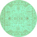 Round Oriental Turquoise Traditional Rug, abs3862turq