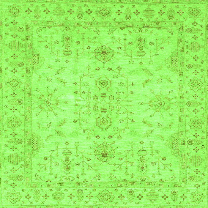 Square Machine Washable Oriental Green Traditional Area Rugs, wshabs3862grn