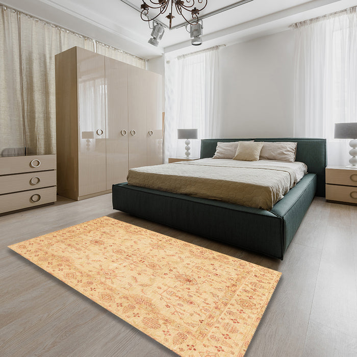 Machine Washable Abstract Orange Rug in a Bedroom, wshabs3862