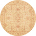 Round Abstract Orange Oriental Rug, abs3862