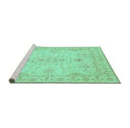 Sideview of Machine Washable Oriental Turquoise Traditional Area Rugs, wshabs3862turq
