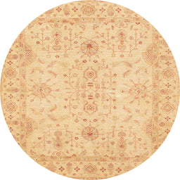 Round Machine Washable Abstract Orange Rug, wshabs3862
