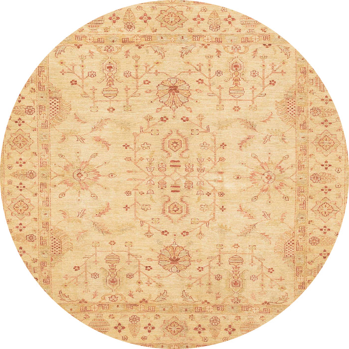 Round Machine Washable Abstract Orange Rug, wshabs3862