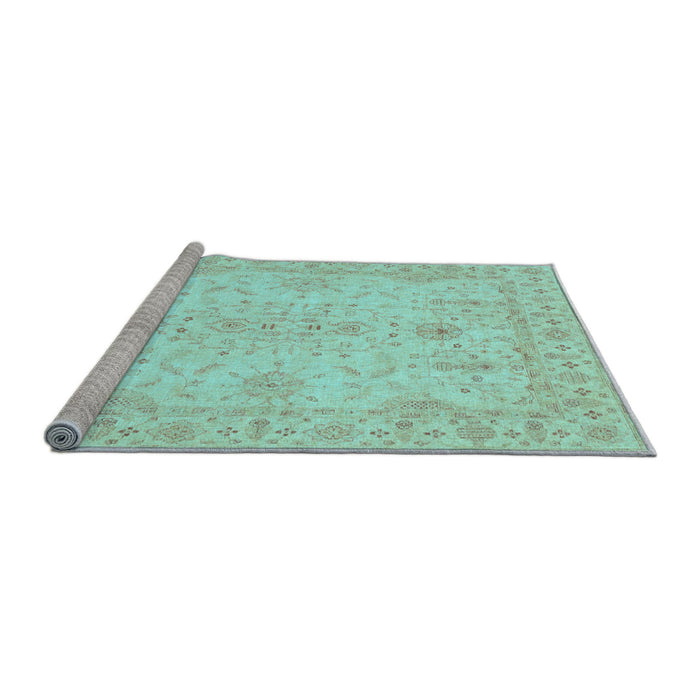Sideview of Machine Washable Oriental Light Blue Traditional Rug, wshabs3862lblu