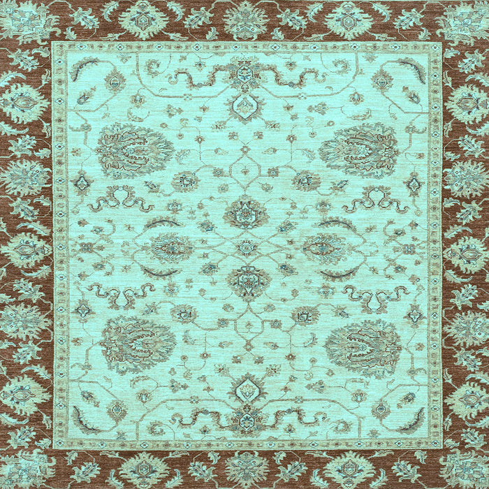 Square Machine Washable Oriental Light Blue Traditional Rug, wshabs3863lblu