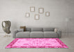 Machine Washable Oriental Pink Traditional Rug in a Living Room, wshabs3863pnk