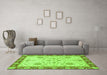 Machine Washable Oriental Green Traditional Area Rugs in a Living Room,, wshabs3863grn