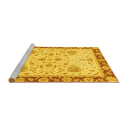 Sideview of Machine Washable Oriental Yellow Traditional Rug, wshabs3863yw