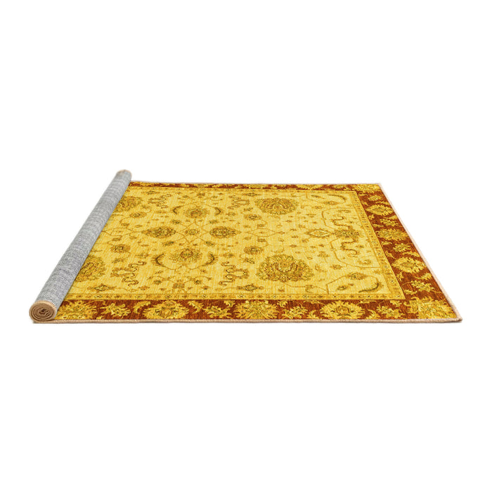 Sideview of Machine Washable Oriental Yellow Traditional Rug, wshabs3863yw