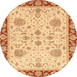 Round Abstract Chrome Gold Yellow Oriental Rug, abs3863