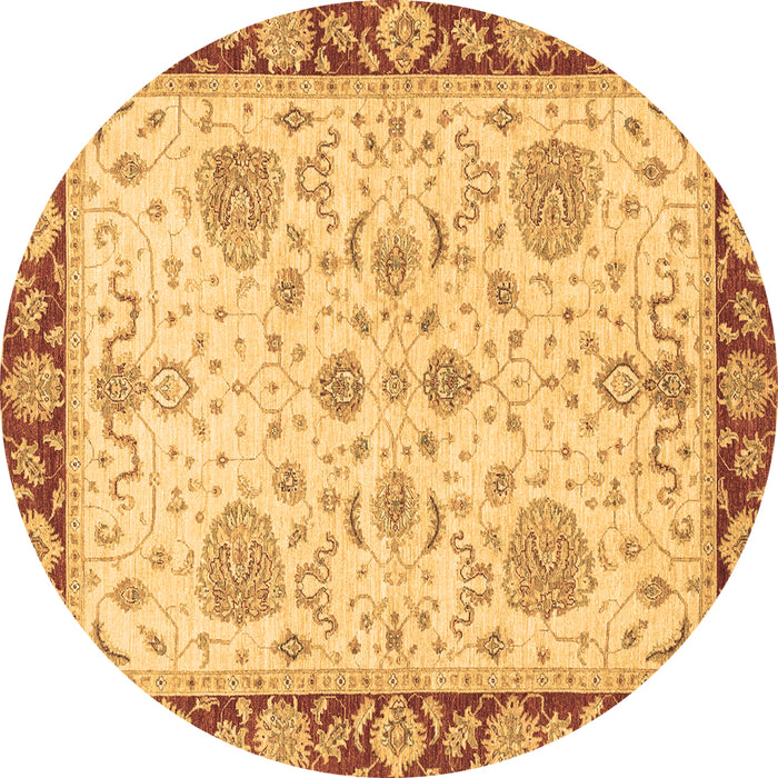 Round Oriental Brown Traditional Rug, abs3863brn