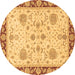 Round Oriental Brown Traditional Rug, abs3863brn