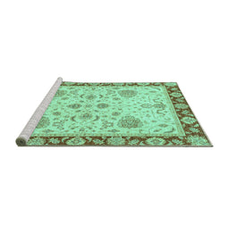 Sideview of Machine Washable Oriental Turquoise Traditional Area Rugs, wshabs3863turq