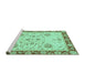 Sideview of Machine Washable Oriental Turquoise Traditional Area Rugs, wshabs3863turq