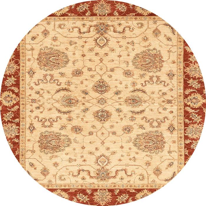 Round Machine Washable Abstract Chrome Gold Yellow Rug, wshabs3863