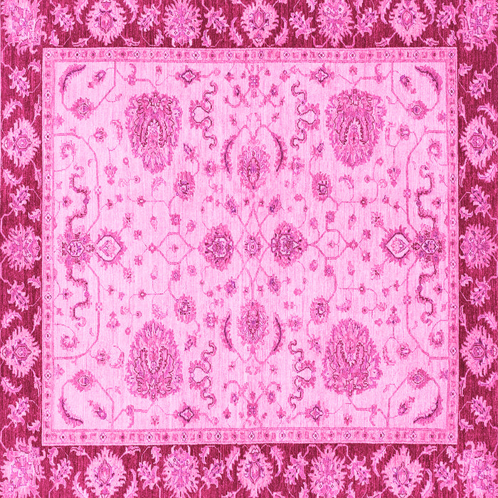 Square Machine Washable Oriental Pink Traditional Rug, wshabs3863pnk