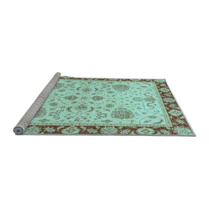 Sideview of Machine Washable Oriental Light Blue Traditional Rug, wshabs3863lblu