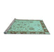 Sideview of Machine Washable Oriental Light Blue Traditional Rug, wshabs3863lblu