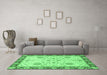 Machine Washable Oriental Emerald Green Traditional Area Rugs in a Living Room,, wshabs3863emgrn