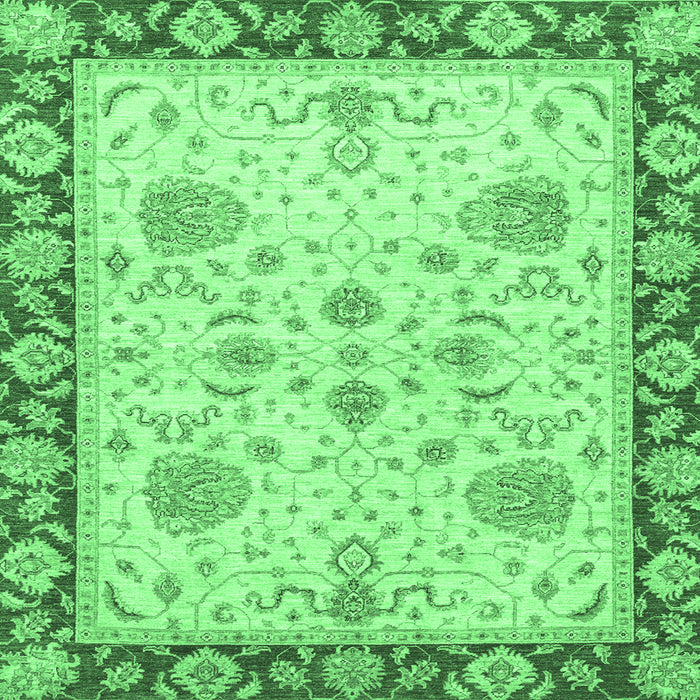 Square Oriental Emerald Green Traditional Rug, abs3863emgrn
