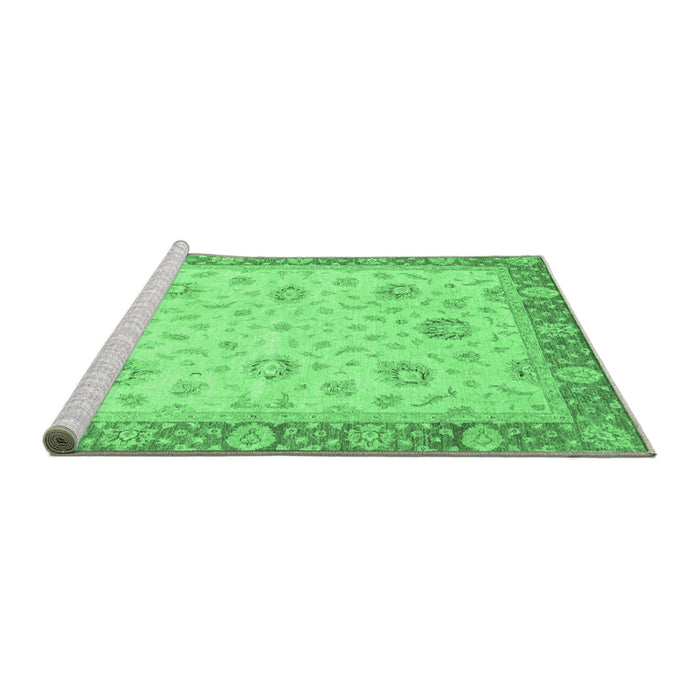 Sideview of Machine Washable Oriental Emerald Green Traditional Area Rugs, wshabs3864emgrn