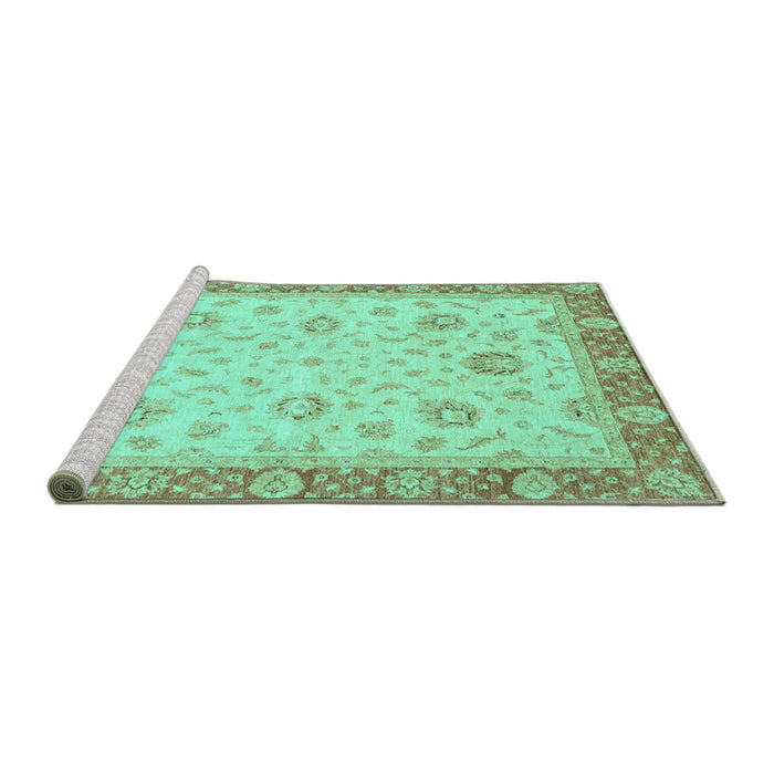 Sideview of Machine Washable Oriental Turquoise Traditional Area Rugs, wshabs3864turq