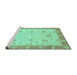 Sideview of Machine Washable Oriental Turquoise Traditional Area Rugs, wshabs3864turq