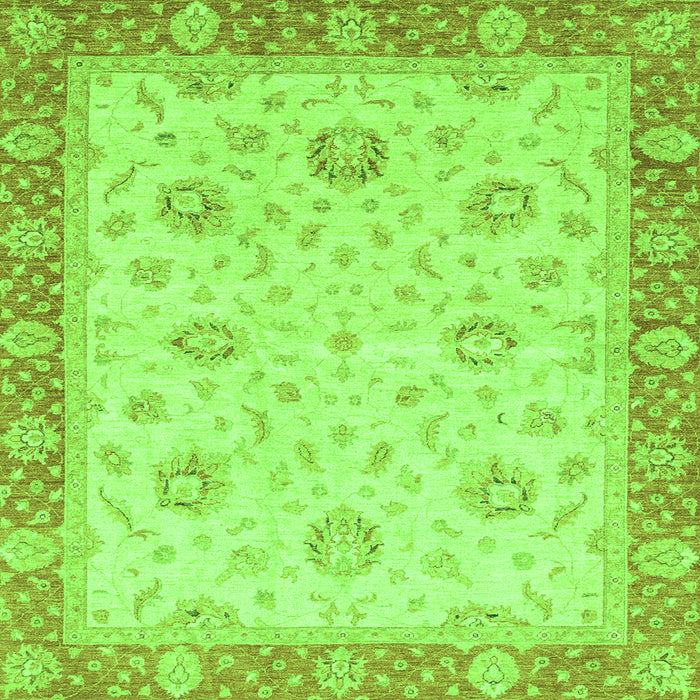 Square Machine Washable Oriental Green Traditional Area Rugs, wshabs3864grn