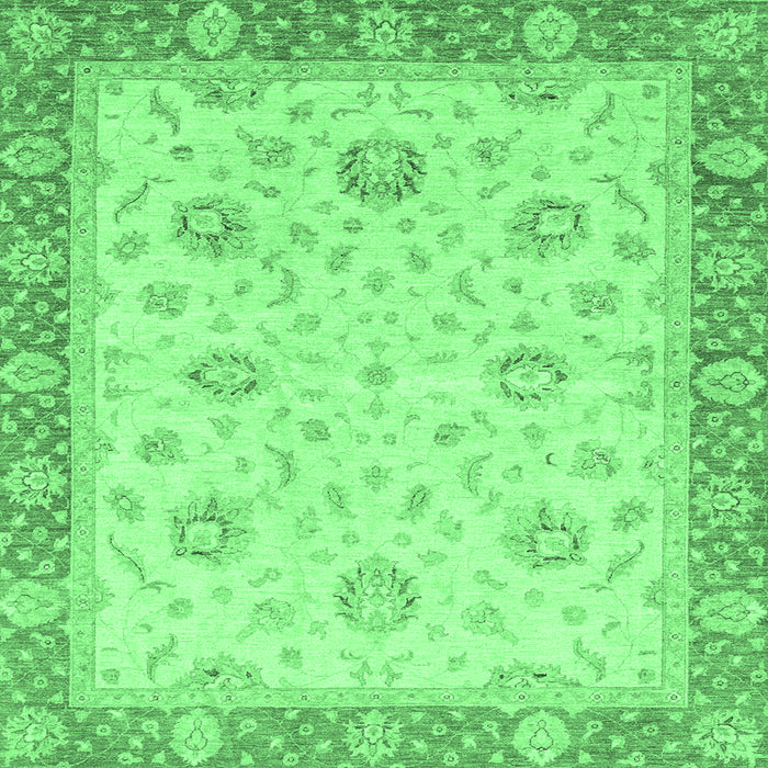 Square Machine Washable Oriental Emerald Green Traditional Area Rugs, wshabs3864emgrn