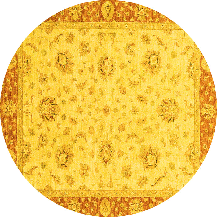 Round Oriental Yellow Traditional Rug, abs3864yw