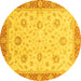 Round Oriental Yellow Traditional Rug, abs3864yw